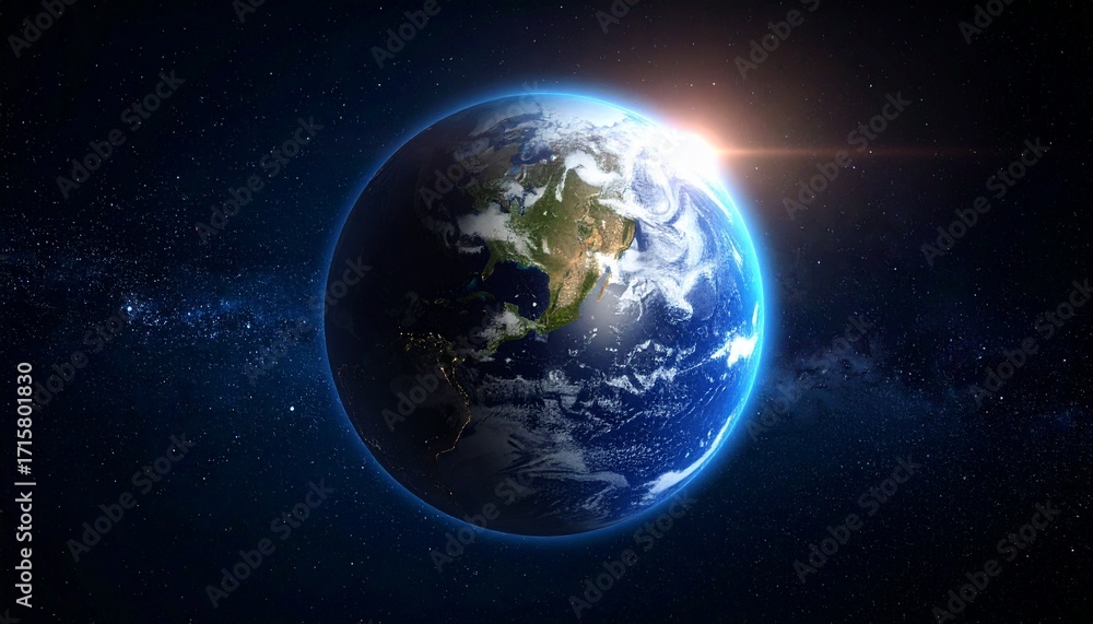 Obraz premium Earth shining quietly in deep space