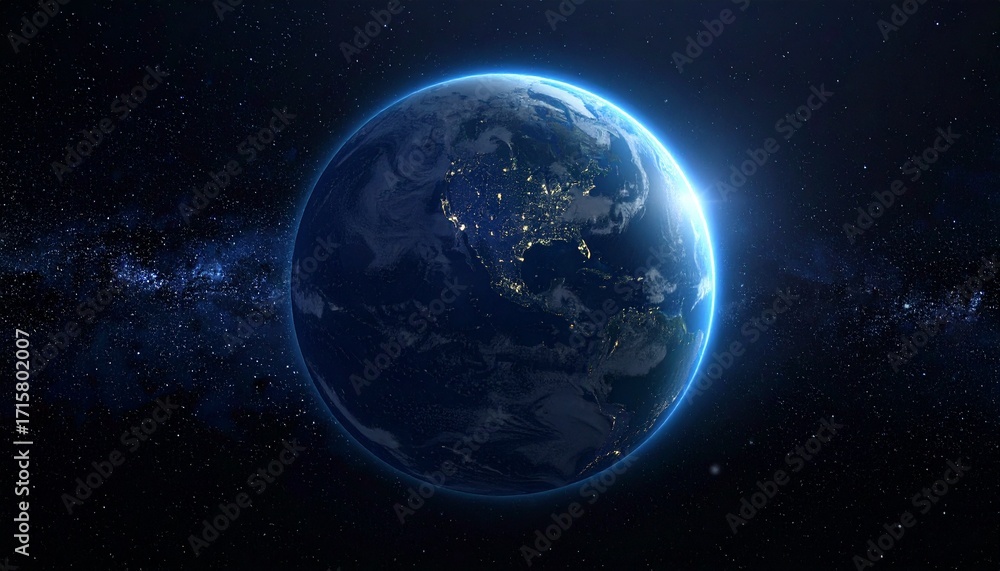 Obraz premium Earth shining quietly in deep space