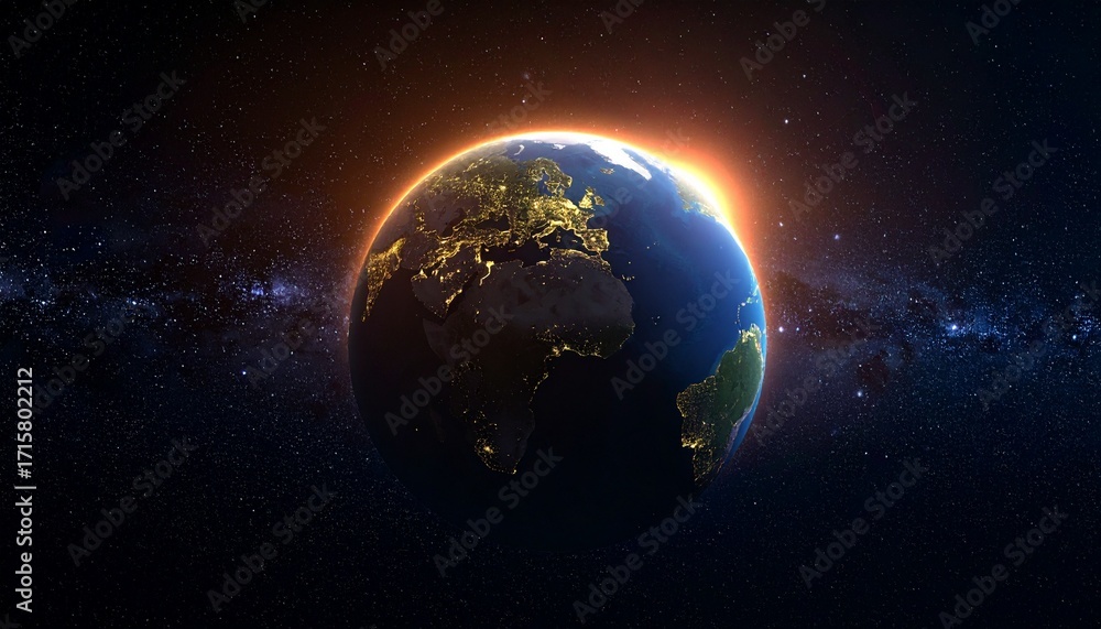 Obraz premium Earth shining quietly in deep space