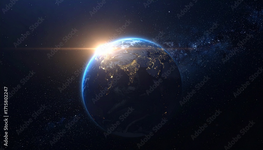 Obraz premium Earth shining quietly in deep space