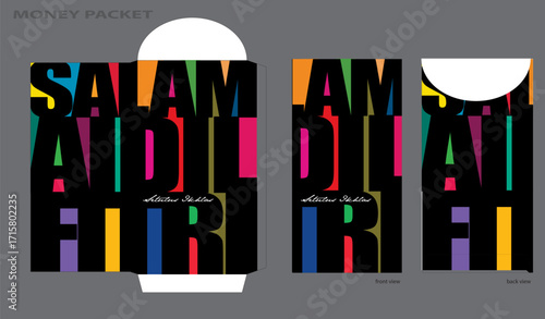 Eid Mubarak money packet typography design concept vector with wording "Salam Aidilfitri".