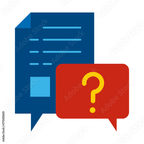 Document inquiry flat line icon with question bubble, file review, and information request, vector.