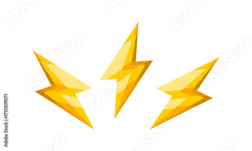 Yellow group electric thunder bolt power icon vector design