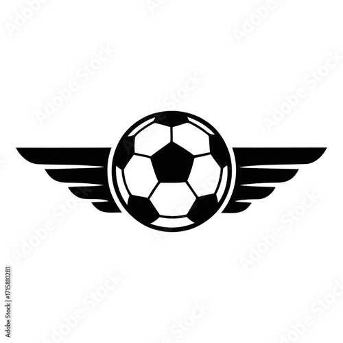 Dynamic Soccer Ball with Wings, soaring above, a symbol of athleticism, sport and freedom, vector graphic art 14.ai