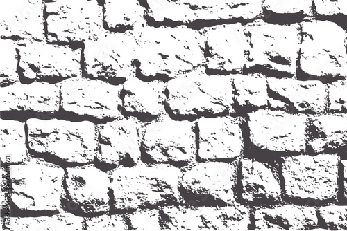 Grunge Wall Texture Background silhouette vector illustration. Vintage Brick Wall Vector Pattern, Dirty Old Brick Wall Grunge Overlay, Black and White Brick Texture Template