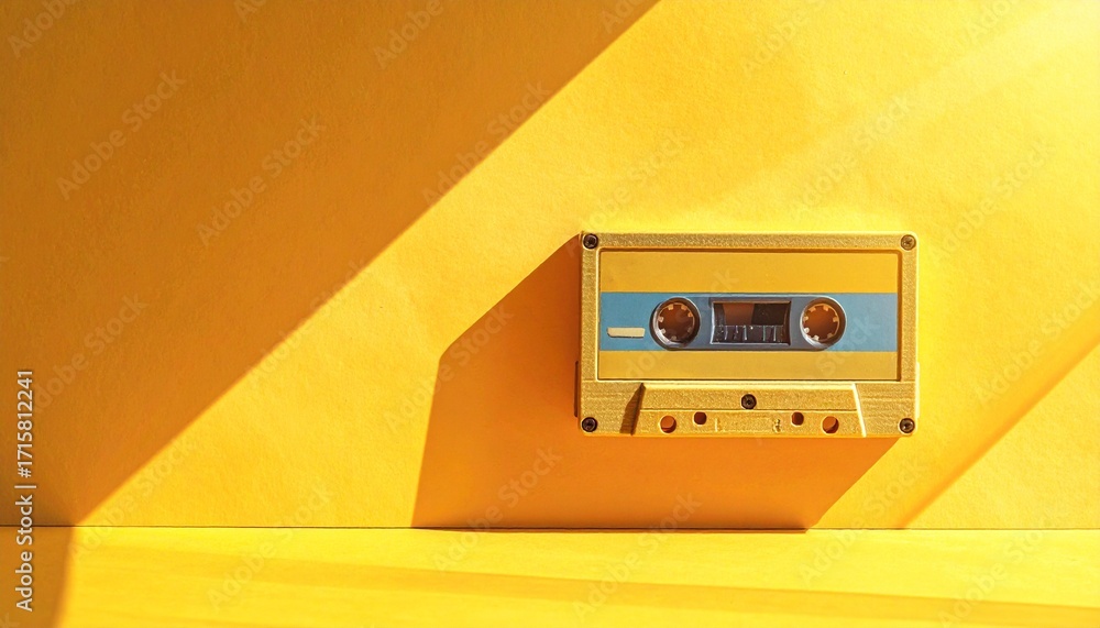 Fototapeta premium Retro cassette sensibility staying above the sunburst 