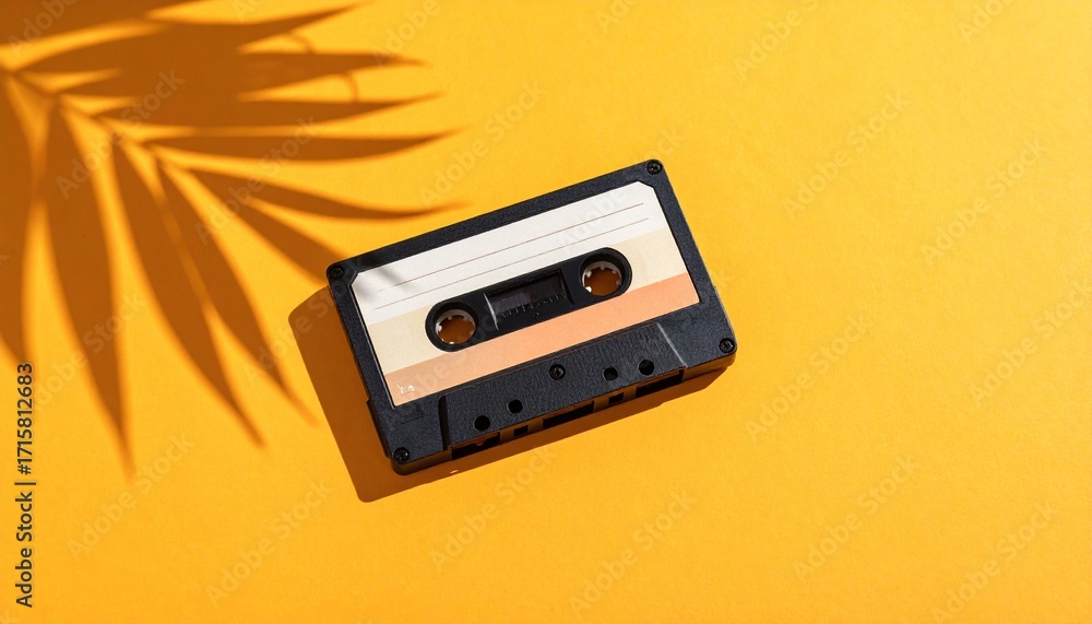 Fototapeta premium Retro cassette sensibility staying above the sunburst 