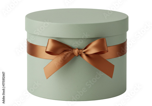 Tableau sur toile Isolated round hat box with ribbon bow, elegant packaging for presents, gift-giv