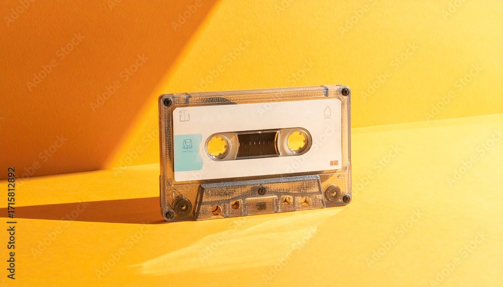 Fototapeta premium Retro cassette sensibility staying above the sunburst 