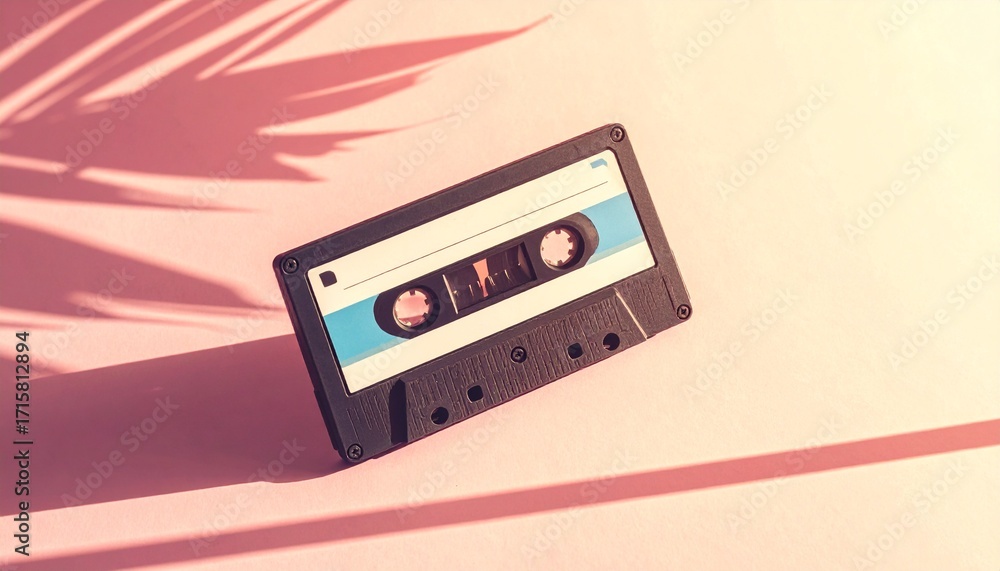 Fototapeta premium Retro cassette sensibility staying above the sunburst 