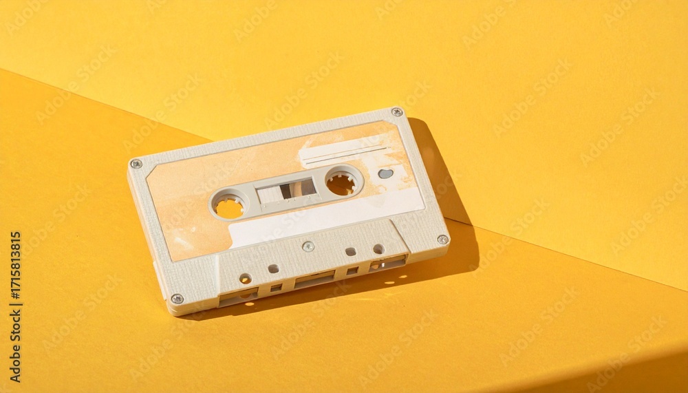 Fototapeta premium Retro cassette sensibility staying above the sunburst 