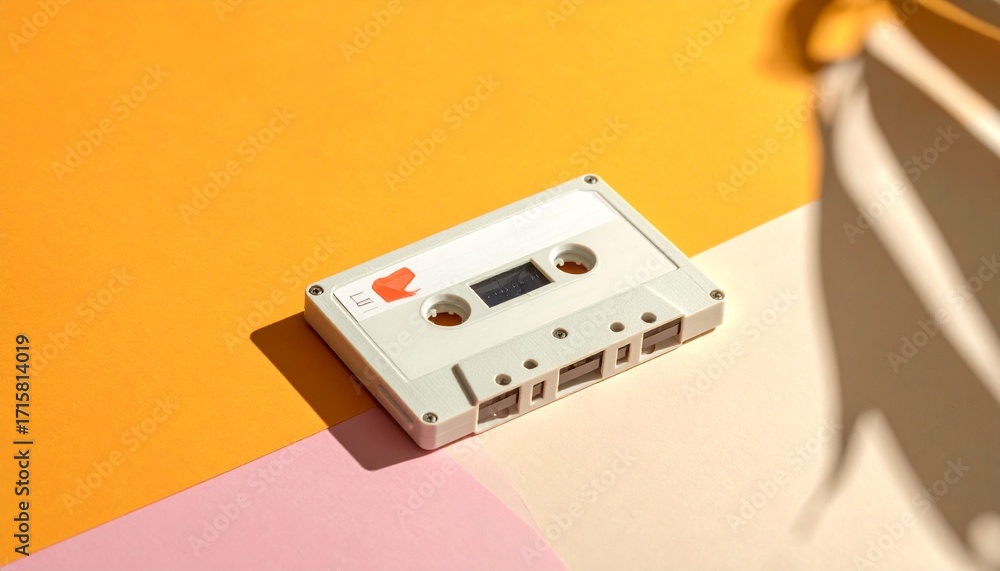 Fototapeta premium Retro cassette sensibility staying above the sunburst 