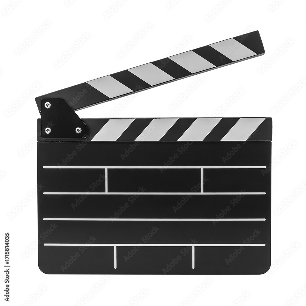 Fototapeta premium Classic black movie clapperboard isolated on white background