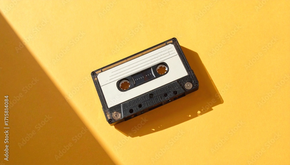 Fototapeta premium Retro cassette sensibility staying above the sunburst 