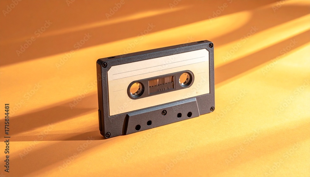 Fototapeta premium Retro cassette sensibility staying above the sunburst 