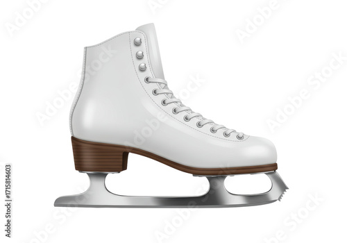 Isolated Figure Skate Boot with Stainless Steel Blade, Graceful Sporting Equipment Object