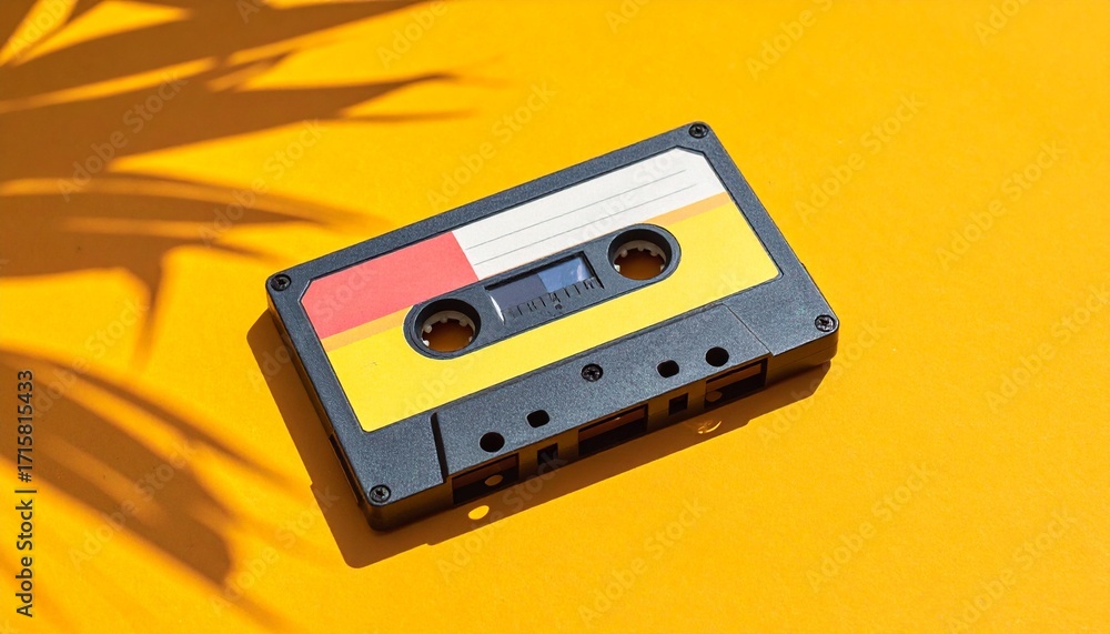 Fototapeta premium Retro cassette sensibility staying above the sunburst