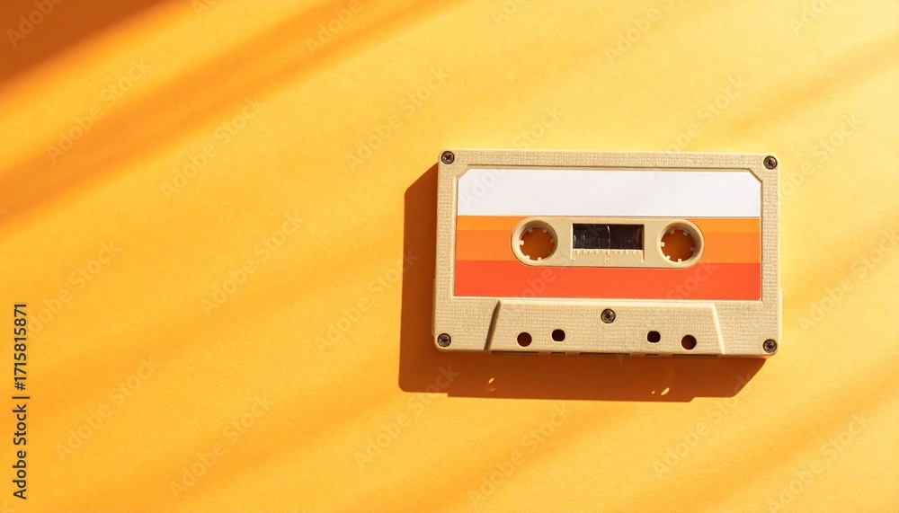 Fototapeta premium Retro cassette sensibility staying above the sunburst