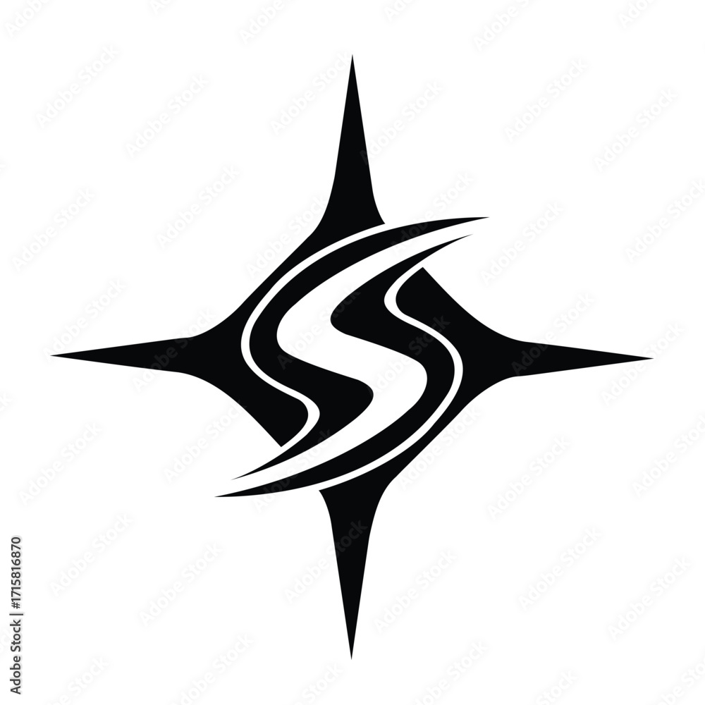 Fototapeta premium Stylized Guiding Star with Fluid Path Element A Symbol of Forward Movement and Modern Direction
