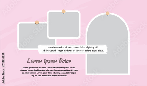 Pictures or photos frame collage layout abstract photo frames and digital photo wall template