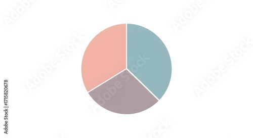 Abstract icon of a pie chart divided into three sections, minimal