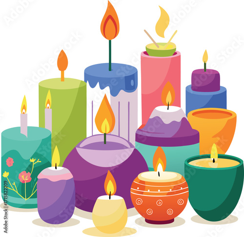 Collection of diverse aromatherapy candles for wellness and home decor