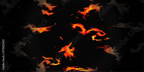 Red and orange fiery blaze with smoke and lava textures