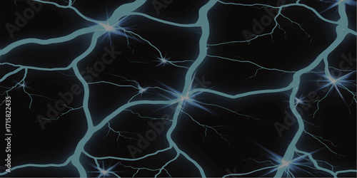 Abstract blue fractal lightning pattern with electric lines and a hint of smoke