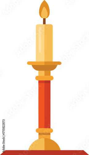 Elegant tall candle in a decorative holder for ambiance and celebration