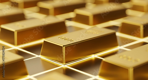 Investments in gold bullion bars showing wealth and financial security