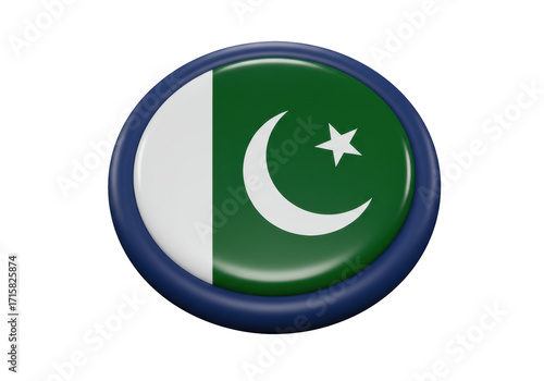 Free Download Isolated Pakistan flag badge with shiny finish, showing national colors and crescent moon star icon - GFXLoad