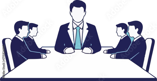 Business Professionals Meeting at a Conference Table Illustration