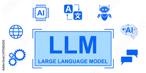 Large language model vector. Perfect for AI, technology, and future-of-work themes. A modern graphic representing the power and complexity of advanced AI language models.