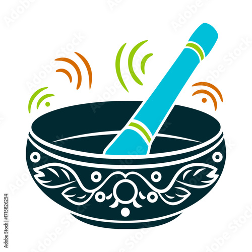 Stylized Tibetan Singing Bowl with Sound Waves Tibetan Singing Bowl stylised bowl with sound waves