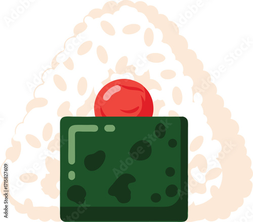 Japanese Onigiri Rice Ball with Nori and Umeboshi