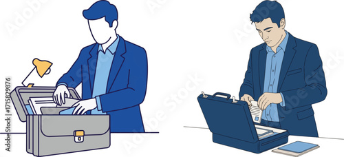 Businessman Organizing Documents in Briefcase