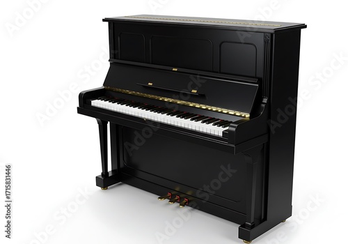 Black piano isolated