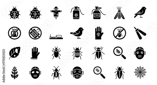 Modern Minimalist Icons for Pest Control and Crop Protection