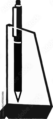 Acrylic Pen Stand – Minimalist Vector Flat Style in a Naive Design for Office Supplies and Workspace Organization

