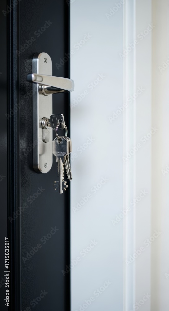 Obraz premium Keys Hanging on Modern Door Handle