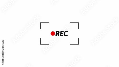 Recording icon animation, camera recording sign video on a transparent background, Rec symbol, button of recording video with alpha channel, broadcasting, voice recorder, video recording in 4k.