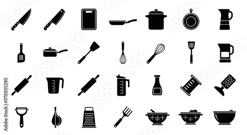 Clean Vector Icons for Kitchen and Cooking Utensils