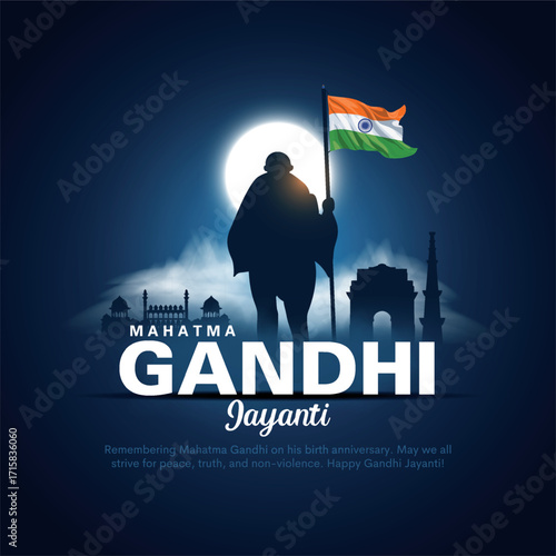 creative vector design for indian gandhi ji jayanti silhouette. 2nd october.