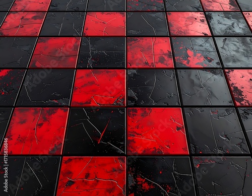 Red and Black Checkered Tiles.