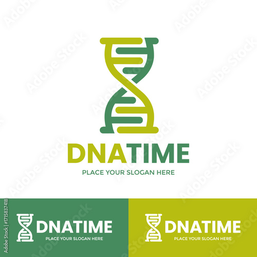 A unique logo combining DNA helix and hourglass shapes, perfect for genetics, biotechnology, or any business related to time and scientific innovation.