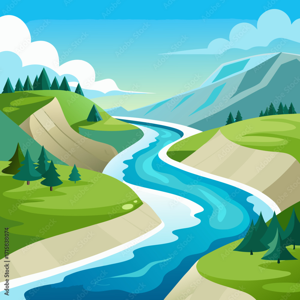 Obraz premium landscape with mountains and river