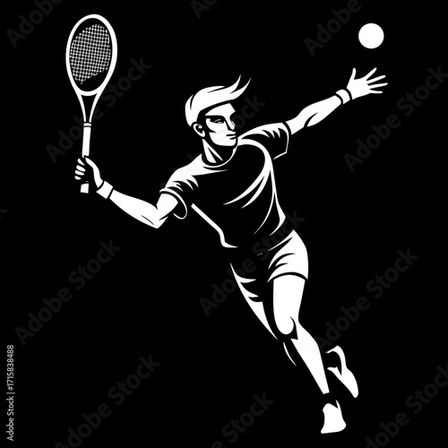 tennis player silhouette vector