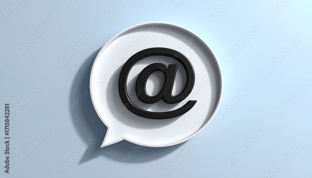 Fototapeta premium 3D @ email symbol icon in a speech bubble