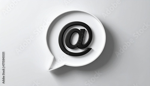 3D @ email symbol icon in a speech bubble