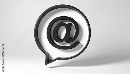 3D @ email symbol icon in a speech bubble